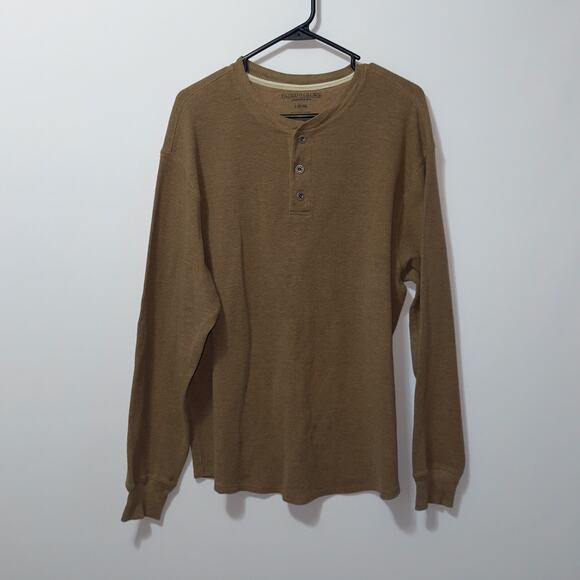 Faded Glory Men’s Henley Shirt - Brown Long Sleeve, Size Large (42/44) - Picture 1 of 5
